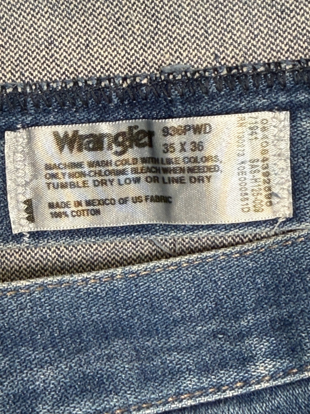 Vintage Wrangler Lace Trim Denim Cutoff Shorts Boho Coquette Festival 35 - Picture 9 of 9